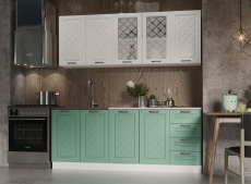 Кухня 2 метра, Кухня Агава 2,0 м Акация Белая/Мята МДФ