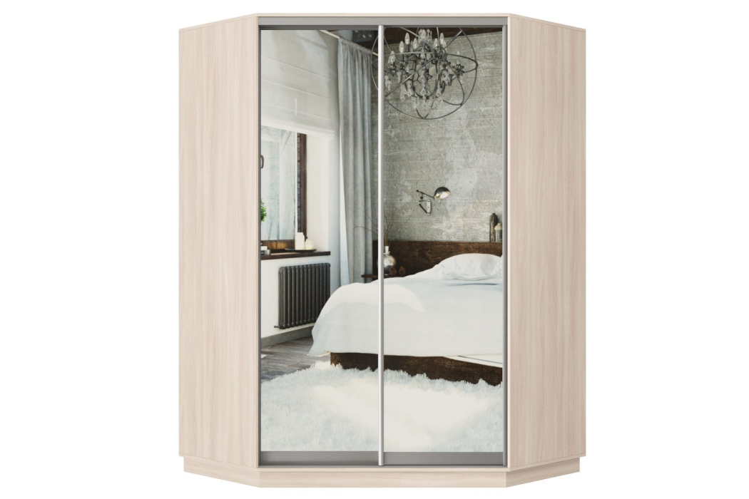 Угловые шкафы, Угловой шкаф-купе Премьер 71 Ясень шимо светлый