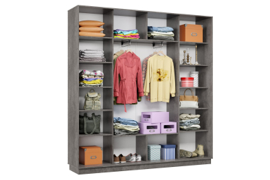 Шкаф-купе Премьер 35 (11ЗГ;11ЗГ;11ЗГ) фасады зеркало графит/трёхдверный/Профиль чёрный муар