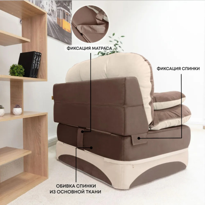 Детские диваны, Бескаркасное кресло-кровать Клиффорд 900*950мм  велюр