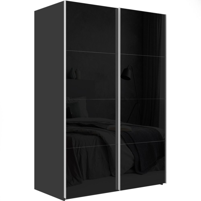 Шкафы-купе 2-х дверные, Шкаф-купе Эста Стекло черно+Стекло черное 180х66х240