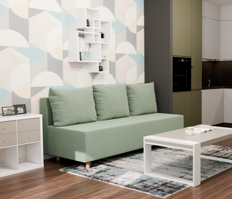 Диваны кровати со спальным местом, Прямой диван Лайт,еврокнижка,велюр