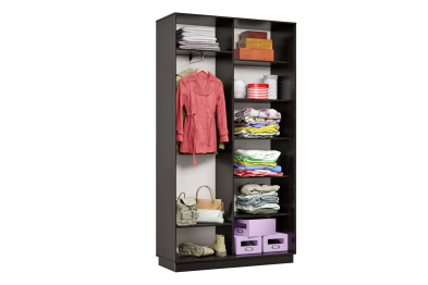 Шкаф-купе Премьер МИНИ 01 (01ЗГ;01ЗГ) фасады зеркало графит/двухдверный/Профиль чёрный муар