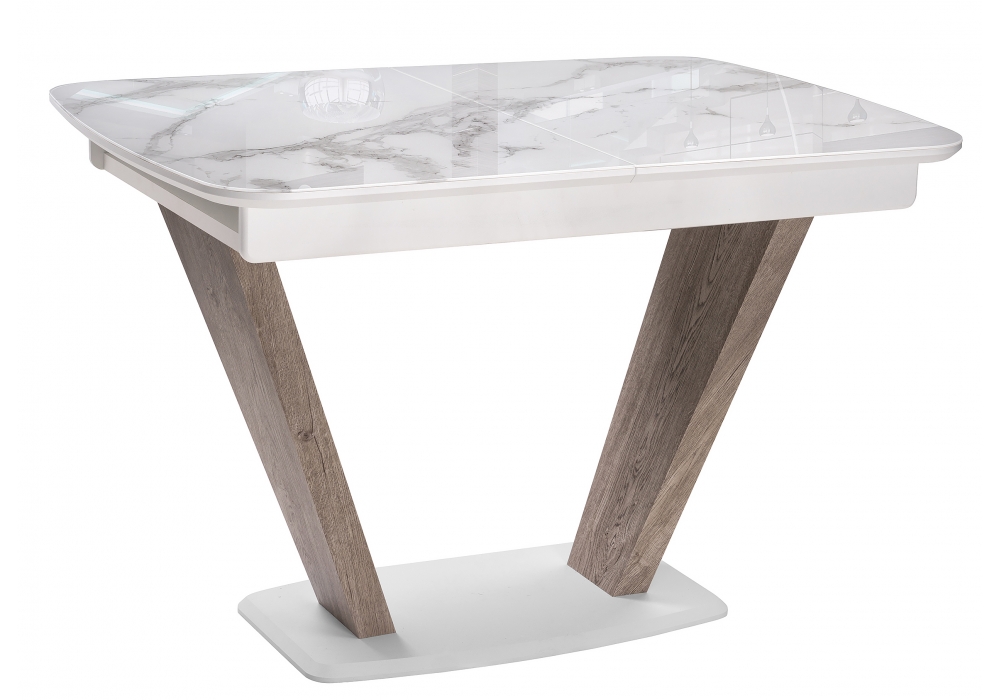 Обеденные столы, Стол Петир 120 дуб с пилением / белая шагрень