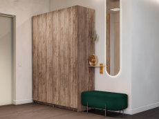 Шкафы распашные, Шкаф складной Е1 Локер ("Гармошка" с системой Push to Move/Левый)162х52.5х220 см, с двумя модулями