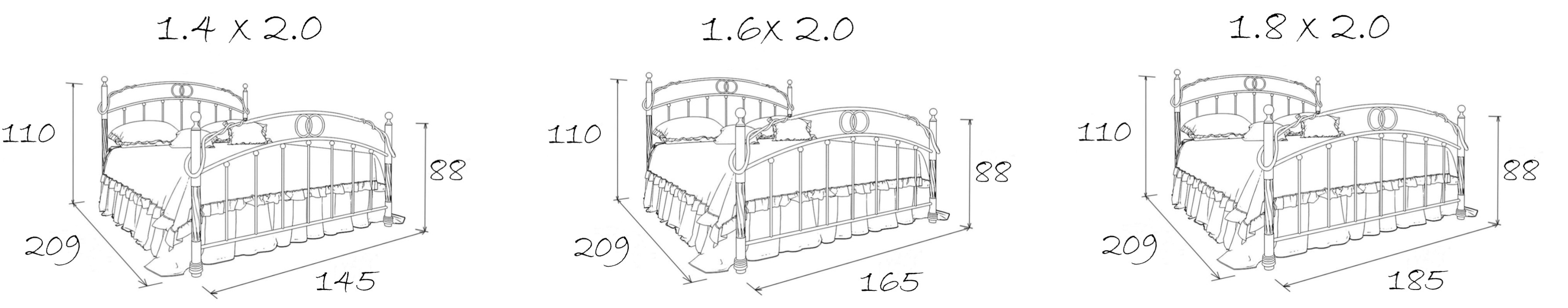 Кованые кровати, Кованая кровать Венеция 1.8 с двумя спинками