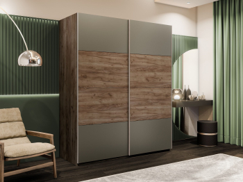 Шкаф-купе Эста 2-х дверный ДСП/Стекла хаки/Доводчик 180х66х240