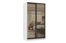 Шкафы-купе 2-х дверные, Шкаф-купе Премьер 01 (11ЗБ;11ЗБ) фасады зеркало бронза/двухдверный/Профиль чёрный муар
