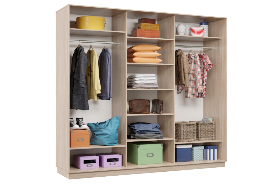 Шкафы-купе 3-х дверные, Шкаф-купе Премьер Лайт 54 (02;01;02) трехдверный