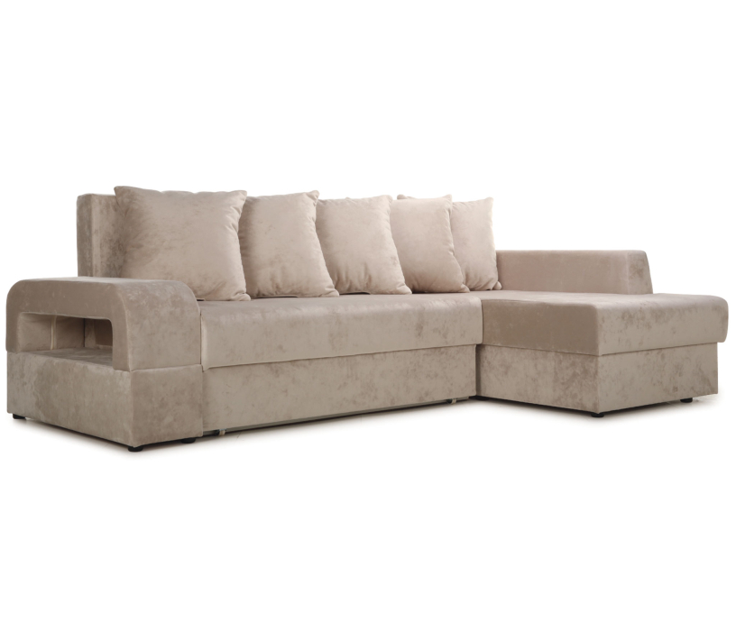 Диваны угловые в гостиную, Угловой диван Марго 1 (правый), велюр