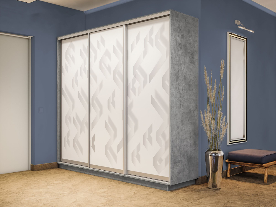 Шкафы-купе 3-х дверные, Шкаф-купе Экспресс 3-х дверный Фотопечать Ленты Стекла 180х45х240