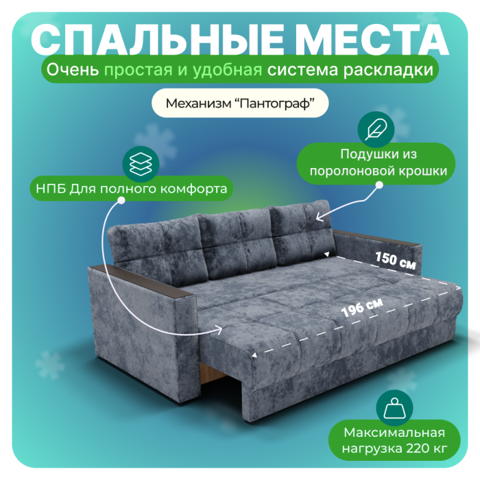 Диваны прямые, Прямой диван Лофт-1, НПБ, Симпл