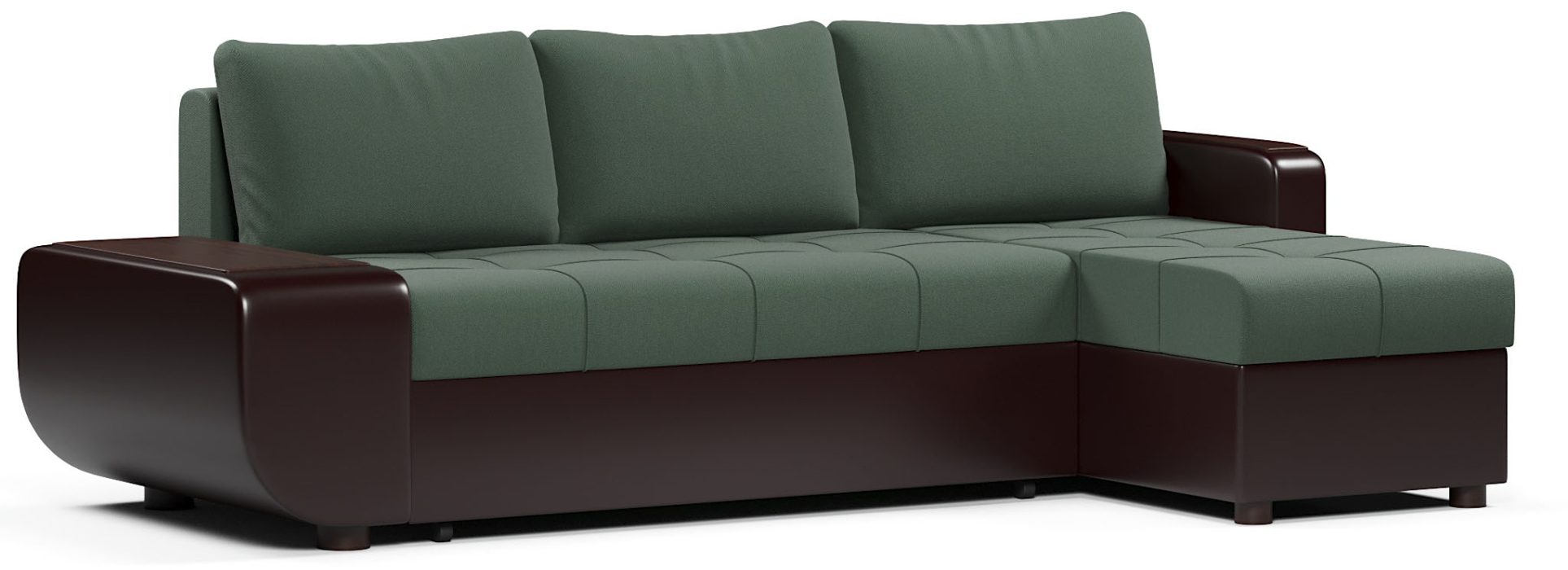 Диваны угловые в гостиную, Диван-кровать угловой Атланта со столиком еврокнижка,велюр+экокожа