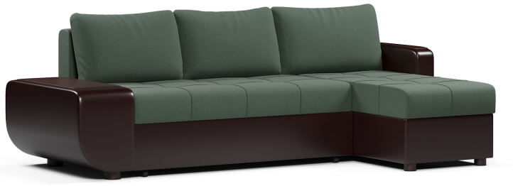 Диван-кровать угловой Атланта со столиком еврокнижка,велюр+экокожа