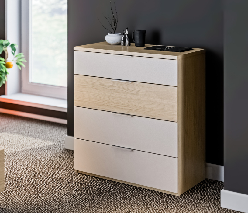 Комоды, Комод Афина СБ-3324 Дуб Винченца/Дуб Винченца,Кашемир серый