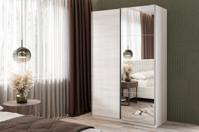 Шкаф-купе Smart 1222 2х дверный (фасады ЛДСП,зеркало) профиль серебро