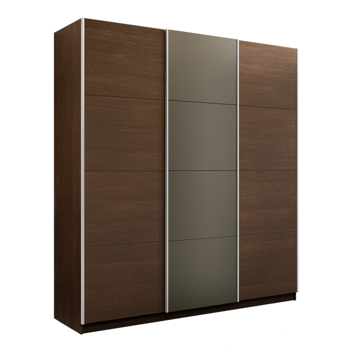 Шкафы-купе 3-х дверные, Шкаф-купе Эста 3-х дверный ДСП/Стекла хаки/Доводчик 270х66х240