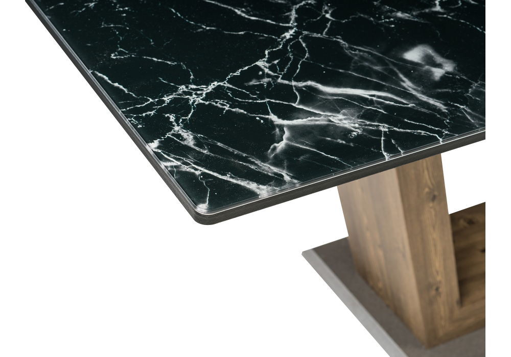 Обеденные столы, Стол стеклянный Иматра (мрамор черный / черная шагрень)