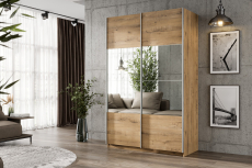 Шкафы-купе 2-х дверные, Шкаф-купе Smart 1424 2х дверный (фасады ЛДСП/зеркало) профиль серебро