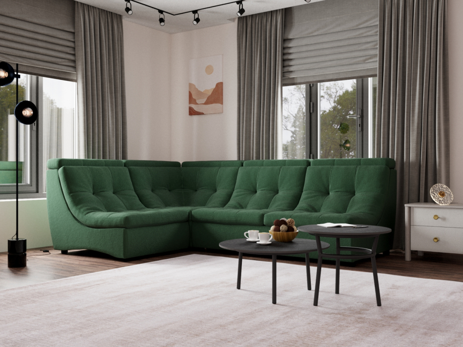 Диваны угловые в гостиную, Угловой Диван Монако-3 ППУ, велюр