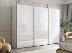Шкафы-купе 3-х дверные, Шкаф-купе Эста Трио Стекло белое 300х66х240