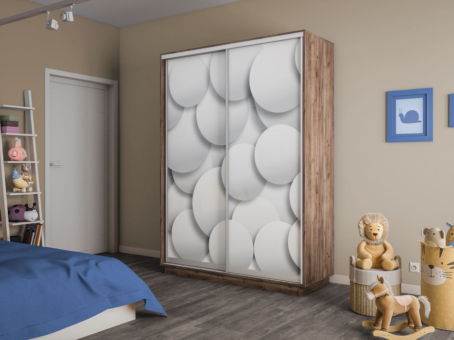 Шкафы-купе 2-х дверные, Шкаф-купе Экспресс 2-х дверный Фотопечать Шары Стекла 120х60х240