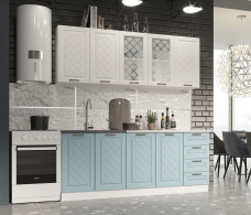 Кухня 2 метра, Кухня Агава 2,0 м Акация Белая/Аква МДФ