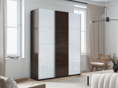 Шкафы-купе 3-х дверные, Шкаф-купе Прайм 3-х дверный Стекла белые/ДСП/Доводчики 180х57х230