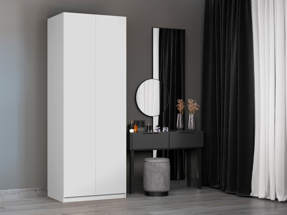 Шкафы распашные, Шкаф складной Е1 Локер ("Гармошка" с системой Push to Move/Правый)81х52.5х220 см, с полками и модулем