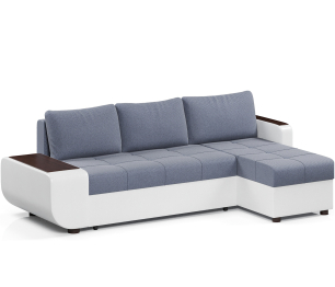 Диван-кровать угловой Атланта со столиком еврокнижка,велюр+экокожа