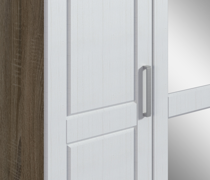 Шкафы распашные, Шкаф 4х дверный с зеркалом Илона СБ-3075 Дуб Сонома Трюфель/Сандал Белый