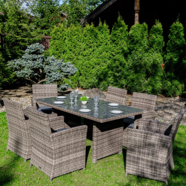 Обеденный комплект FIONA из искусственного ротанга серый