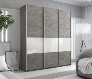 Шкаф-купе Прайм ДСП/Стекло белое, 240х57х230