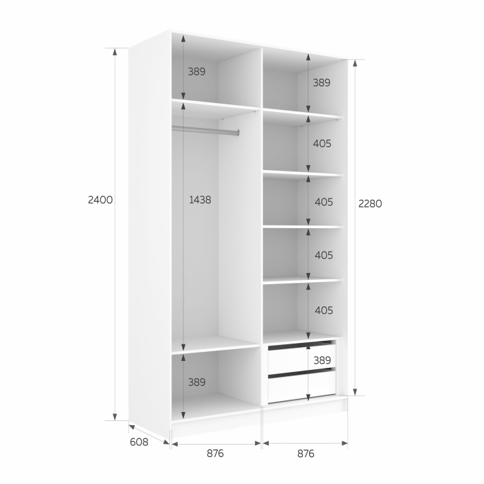 Шкафы-купе 2-х дверные, Шкаф-купе Эста Стекло черно+Стекло черное 180х66х240