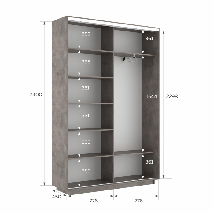 Шкафы-купе 2-х дверные, Шкаф-купе Экспресс 2-х дверный Фотопечать Ленты Стекла 160х45х240