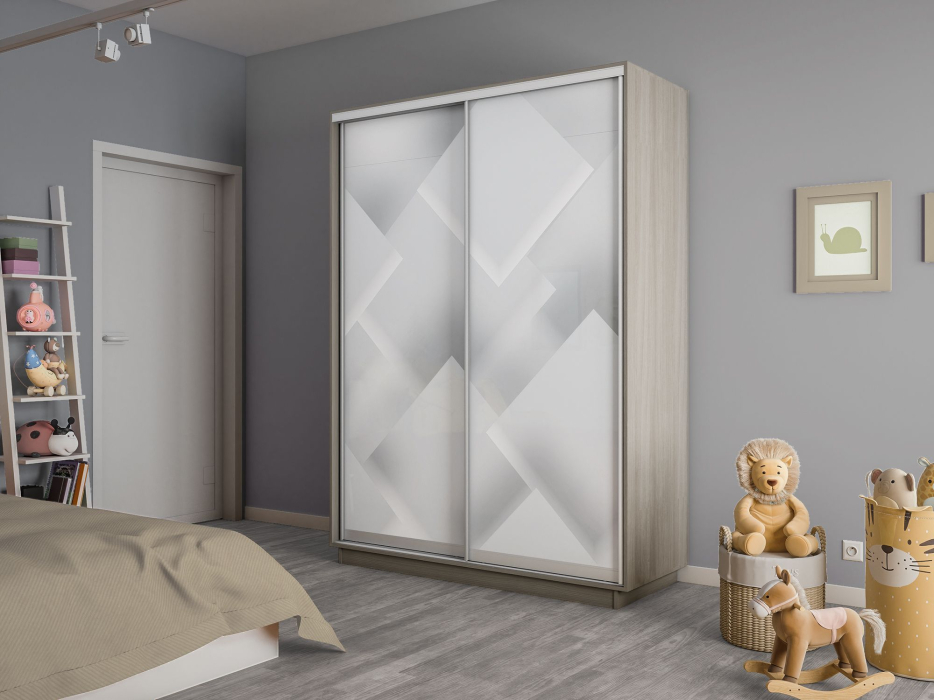 Шкафы-купе 2-х дверные, Шкаф-купе Экспресс 2-х дверный Фотопечать Квадрат Стекла 140х45х240