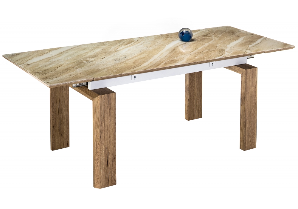 Обеденные столы, Стол стеклянный Давос (Бежевый мрамор)