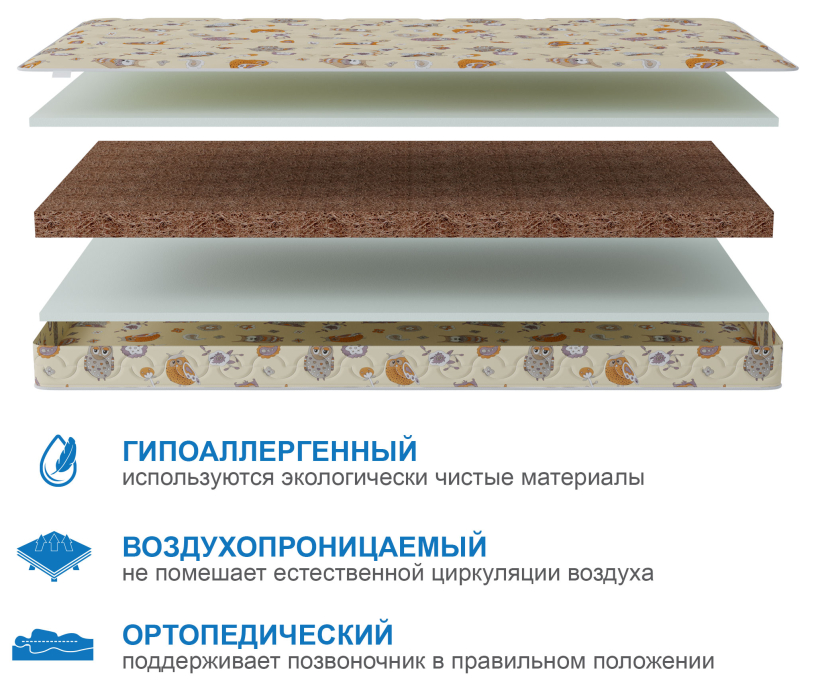 Детские матрасы, Матрас Здоровый сон-Дейл 600х1200