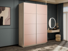 Шкафы-купе 2-х дверные, Шкаф-купе Прайм 2-х дверный Стекла пудра/Доводчики 140х57х230