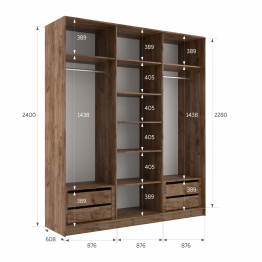 Шкаф-купе Эста Зеркало+Зеркало+Зеркало 270х66х240