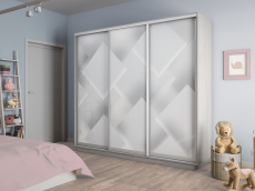 Шкафы-купе 3-х дверные, Шкаф-купе Экспресс 3-х дверный Фотопечать Квадрат Стекла 180х45х240