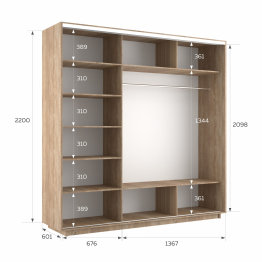 Шкаф-купе Экспресс 3-х дверный Фотопечать Квадрат Стекла 210х60х220
