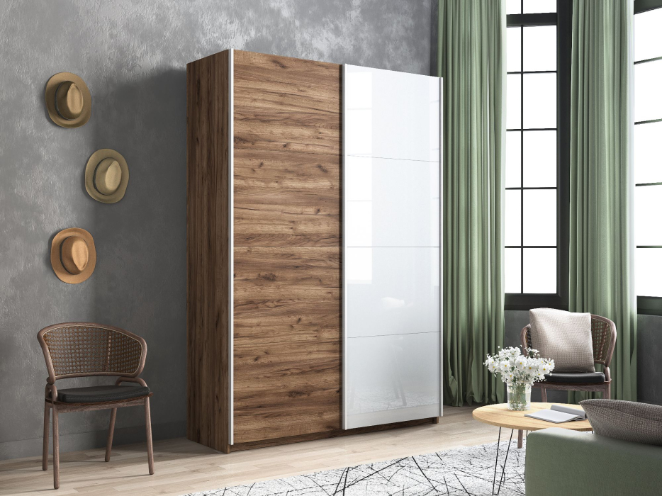 Шкафы-купе 2-х дверные, Шкаф-купе Прайм 2х дверный ДСП/Белый Глянец 160х57х230