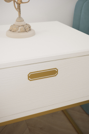 Прикроватная тумба Дрим ТП02 ясень браш белый/золото