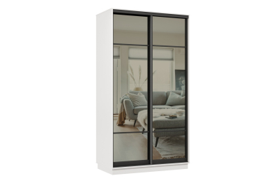 Шкаф-купе Премьер 03 (11ЗГ;11ЗГ) фасады зеркало графит/двухдверный/Профиль чёрный муар