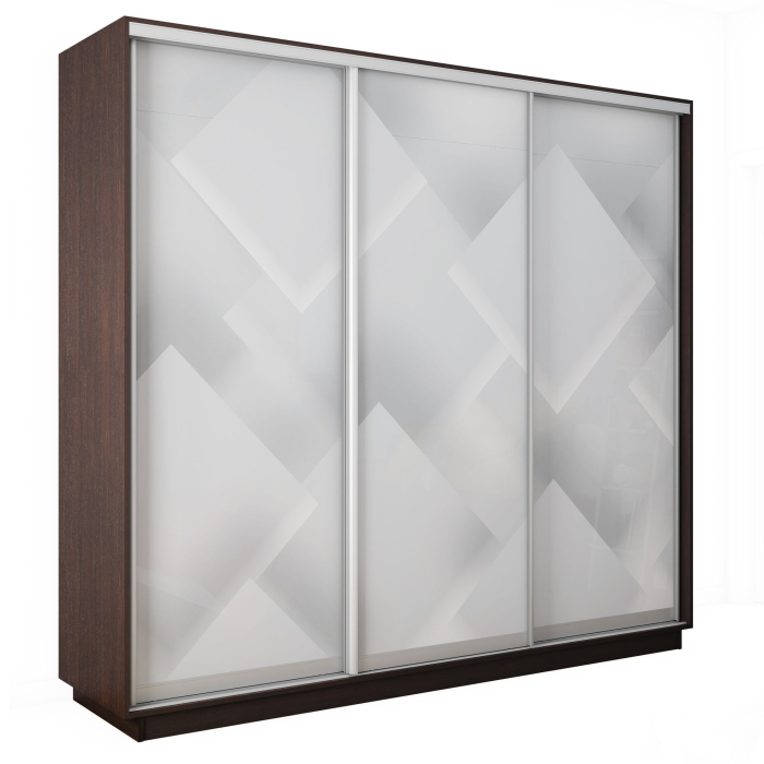 Шкафы-купе 3-х дверные, Шкаф-купе Экспресс 3-х дверный Фотопечать Квадрат Стекла 210х45х240