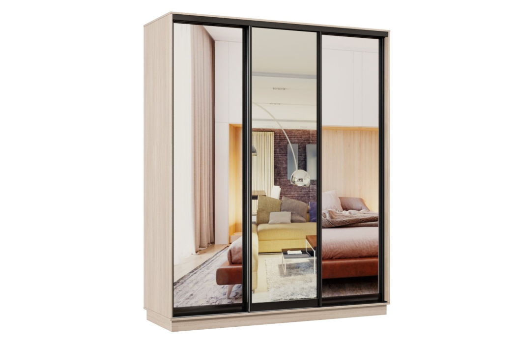 Шкафы-купе 3-х дверные, Шкаф-купе Премьер 32 ясень шимо светлый