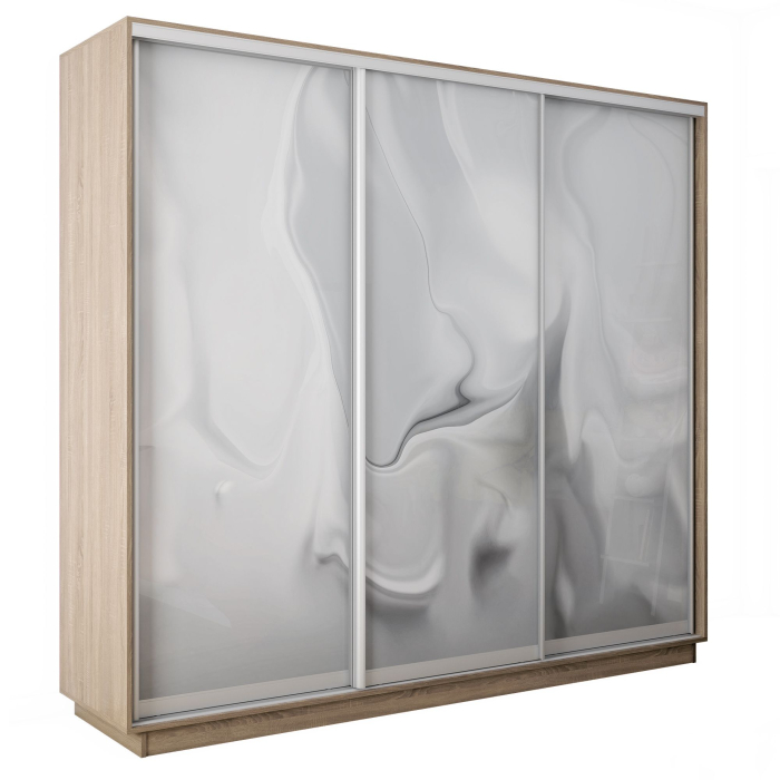 Шкафы-купе 3-х дверные, Шкаф-купе Экспресс 3-х дверный Фотопечать Шелк Стекла 240х60х240