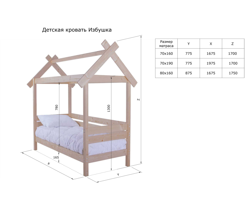 Кровати одноярусные, Детская кровать Избушка 70х190