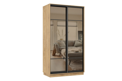 Шкаф-купе Премьер 01 (11ЗБ;11ЗБ) фасады зеркало бронза/двухдверный/Профиль чёрный муар